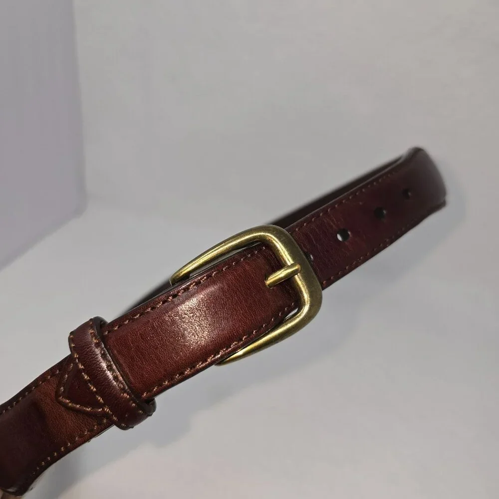 Brighton Belt P2707 Mens 36 Brown Leather Woven Inlay Brass Buckle